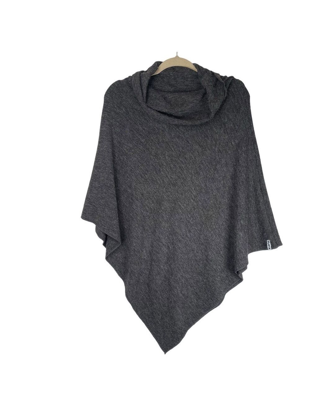 KAVU Women's Pretty Poncho Size O/S Grey Turtleneck Soft Winter Layering
